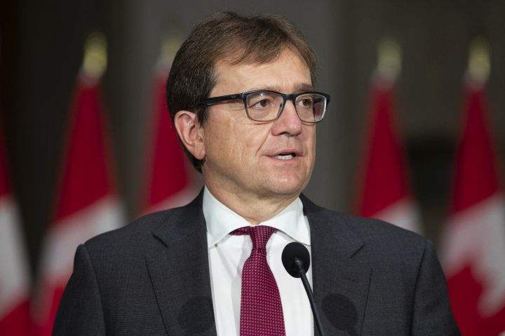 Newly sworn in Minister of Natural Resources Jonathan Wilkinson speaks during a press conference in Ottawa, Ontario on Tuesday October 26, 2021.