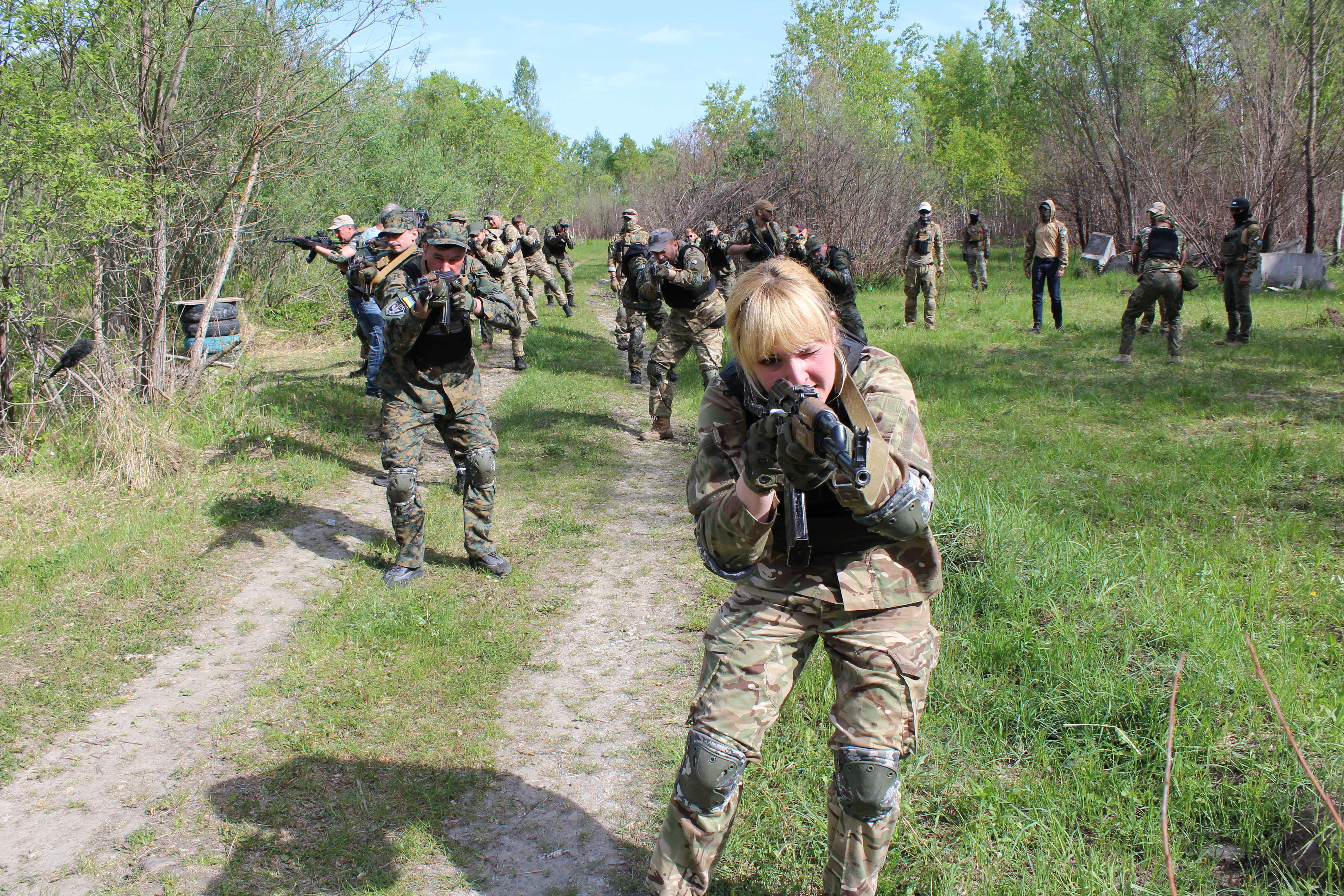 Ukrainians training at a camp under the watch of Wolverines instructors, May 16, 2022.