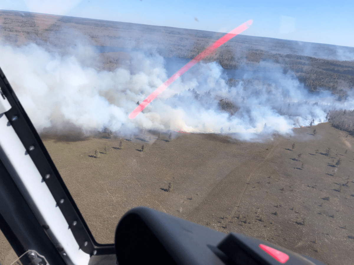 Provincial fire crews are battling a forest fire about 40 kilometres northeast from the town of Yarmouth.