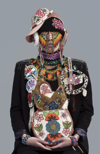 Dana Claxton, Headdress – Jeneen, 2018, LED firebox with transmounted chromogenic transparency. Photo courtesy of the artist and Forge Project, NY.