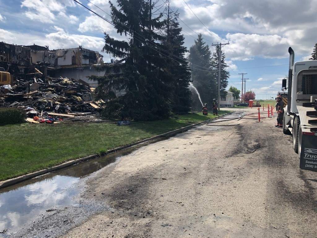 Aftermath of a three storey building located at 108th Street and Bryans Avenue caught fire midnight on Saturday.