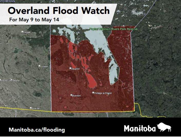 Manitoba issued a flood watch for all of southern and central Manitoba Monday.