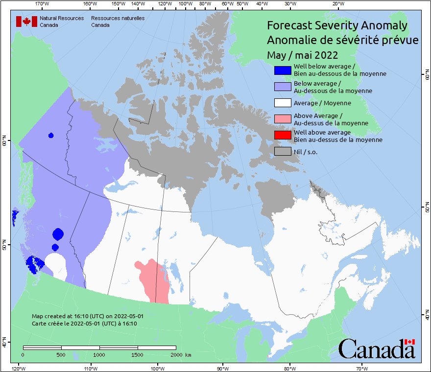 Fire weather severity forecast for the month of May