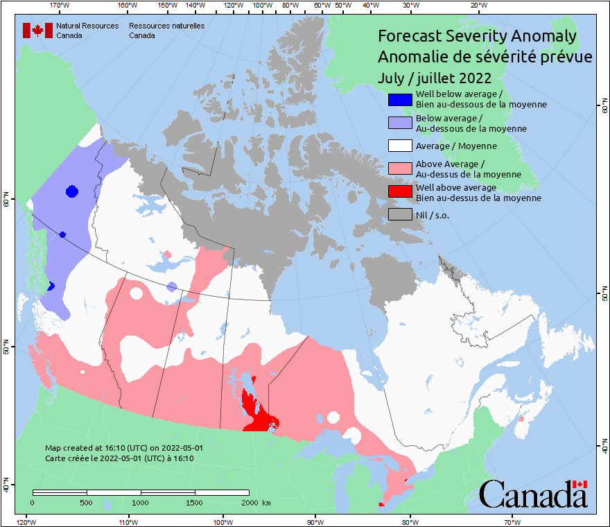 Fire weather severity forecast for the month of July