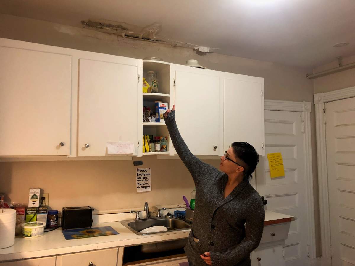 Elizabeth Fry Society's property manager Dawn Corkum said the ceiling is caving in due to water damage in the shelter's communal kitchen