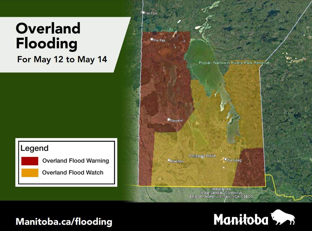 Overland flood watches upgraded to warnings as Manitoba braces for more rain - image
