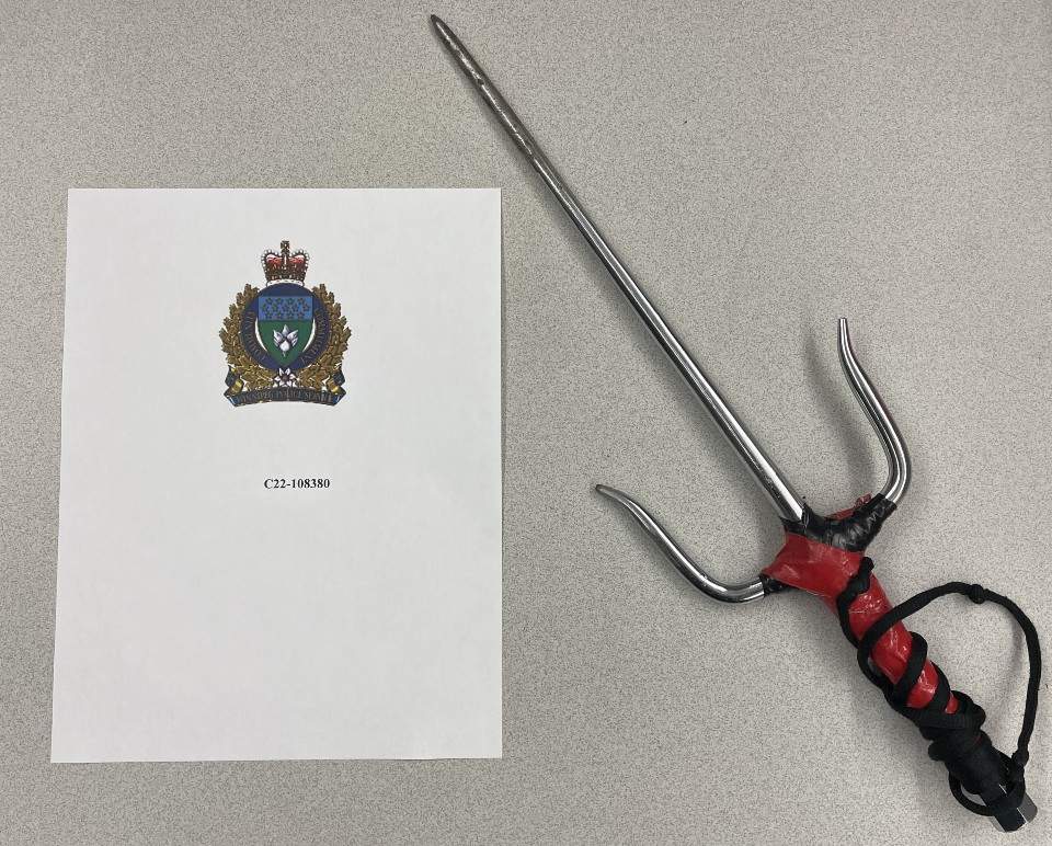 Winnipeg police say two 16-year-old boys are facing charges after a 39-year-old man was robbed with a "sai-style" weapon in the West End Sunday.