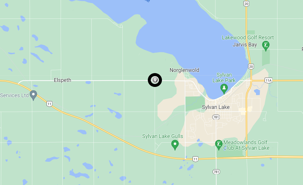 The location of a head-on crash near Sylvan Lake