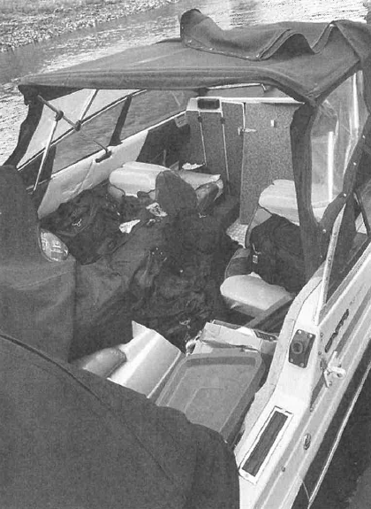 Duffle bags allegedly filled with methamphetamine on board the suspect’s boat.