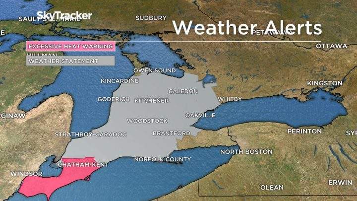 Hot weather is expected for much of southern Ontario to start off the week.