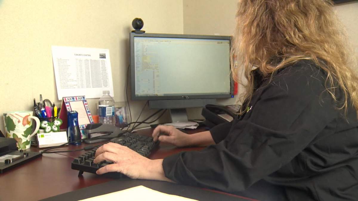 Employee working at the desk.