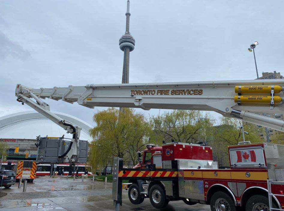 Toronto's new fire truck equipped with the tallest firefighting aerial apparatus in North America.