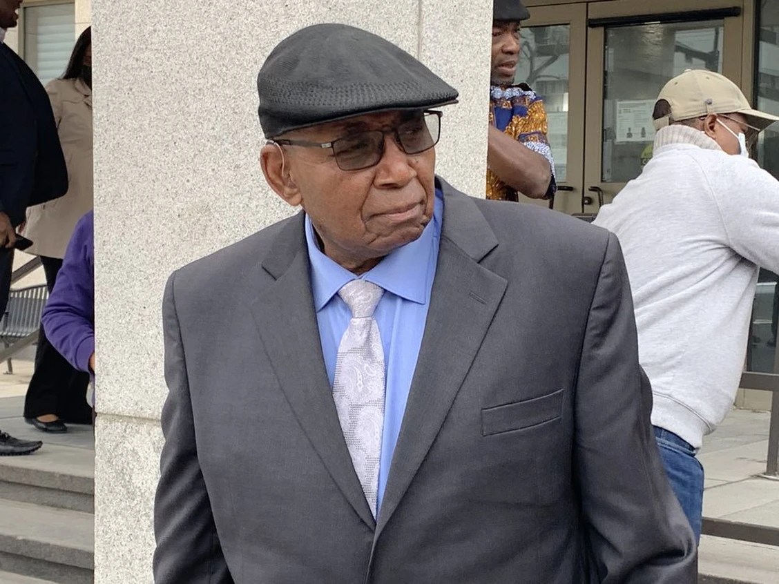 Sylvester Ukabam stands in front of Court of Queen's Bench in Regina on Wednesday, May 18, 2022, following the conclusion of his trial. The former Regina doctor was found not guilty of sexually assaulting five of his female patients between 2010 and 2017. 