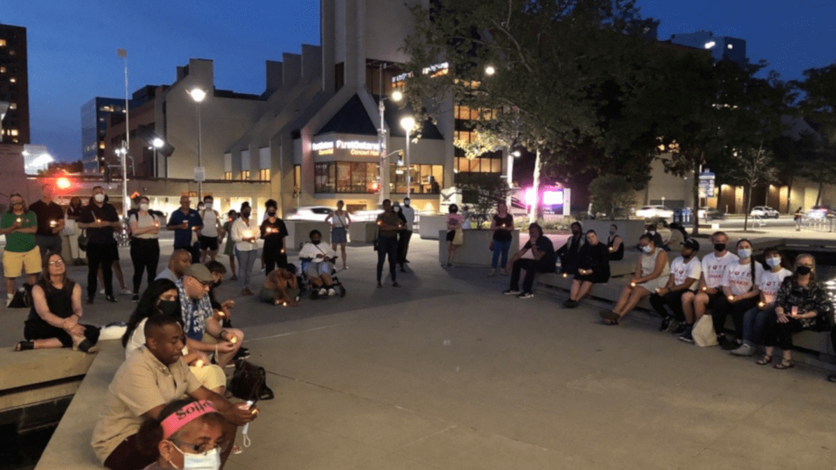 Hamilton community members gathered in the City Hall forecourt on Monday to remember those impacted by white supremacist violence.