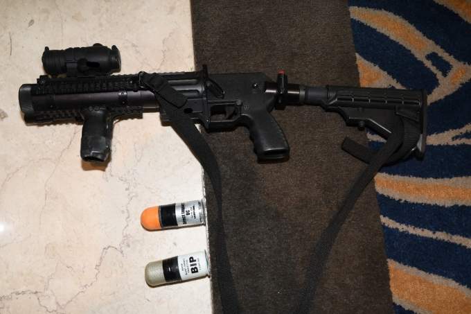 The 40-millimetre Penn Arms launcher (L140-4) used by one of the Vancouver police officers.