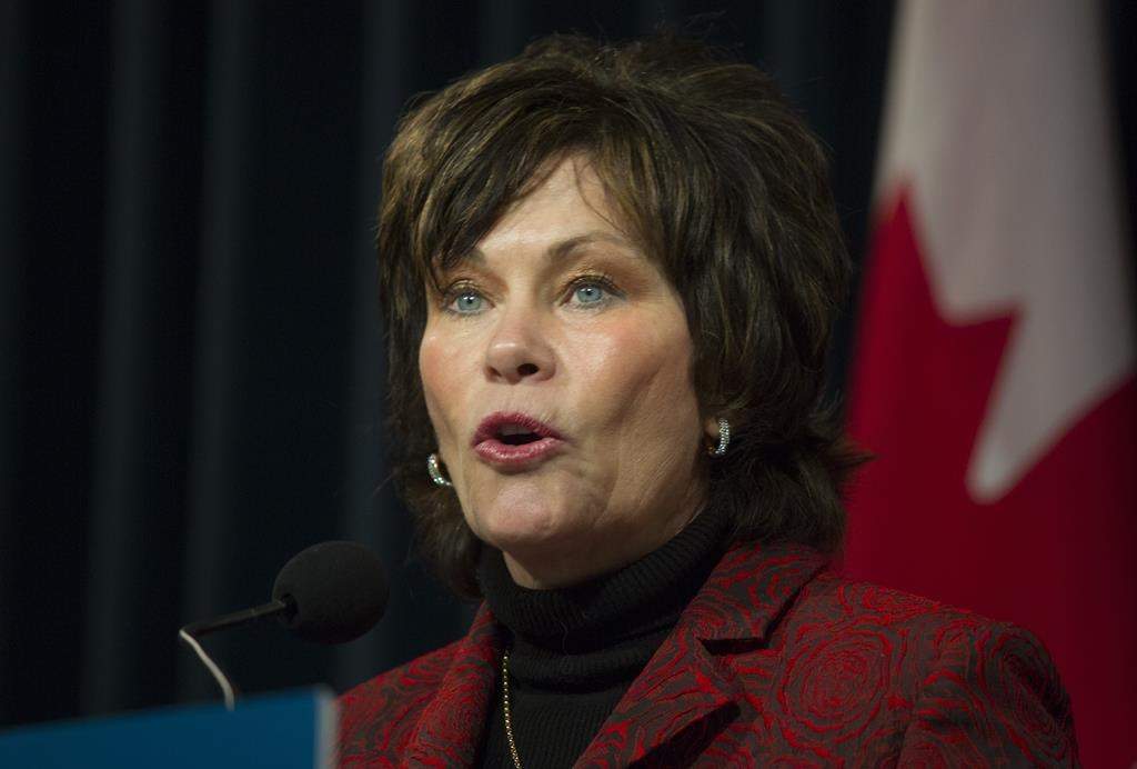 Alberta's Minister of Energy Sonya Savage announces expanding coal mining restrictions on the Eastern Slopes of Alberta in Calgary, Friday, March 4, 2022.