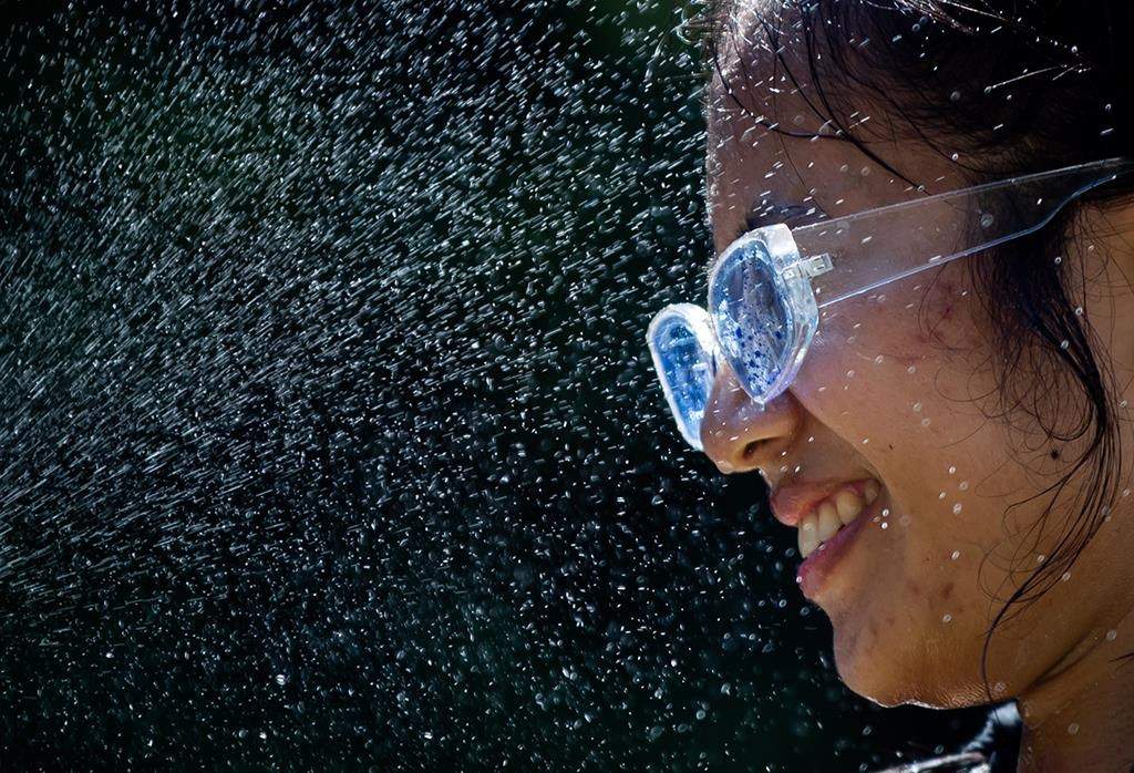 Girl with swimming goggles