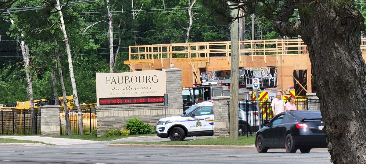 Emergency personnel respond to a building collapse in Moncton Tuesday.