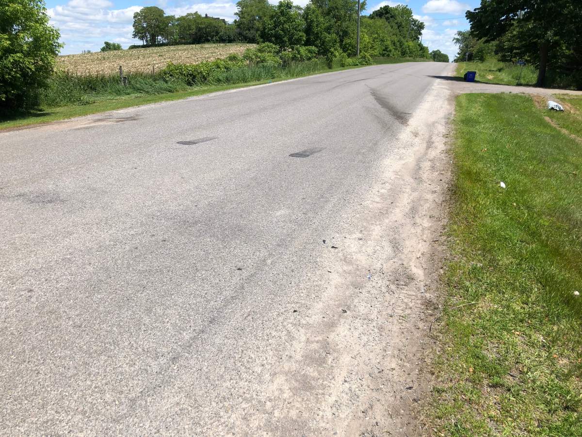 The site of the collision on County Road 18 and Roseneath Landing just west of Alderville First Nation.