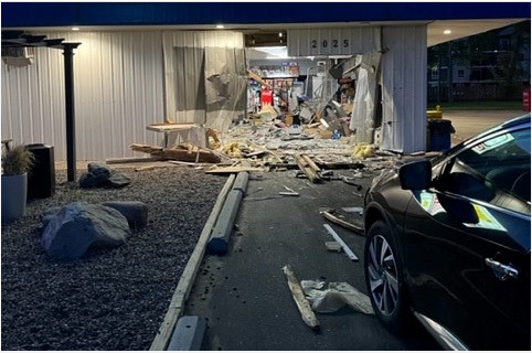 A photo of the damaged Brandon business