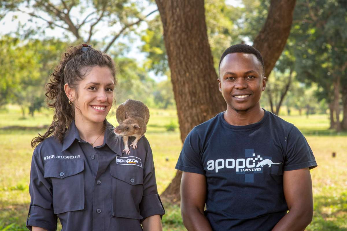 Donna Kean (L) and Venance Kiria from the rat-training NGO APOPO in Tanzania