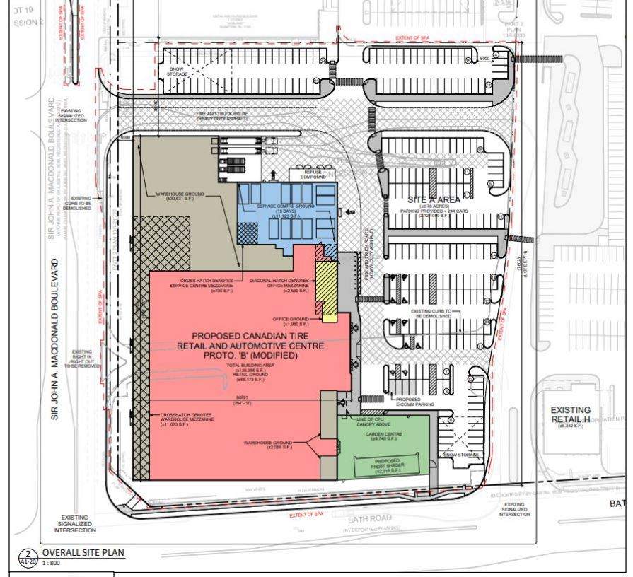 Canadian Tire plans to replace its small, outdated store at the Kingston Centre with a new, larger store further east on the mall property.