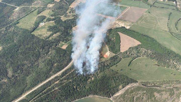 A photo of a wildfire approximately 16 kilometres north of Rocky Mountain House, Alta., on June 3, 2022.
