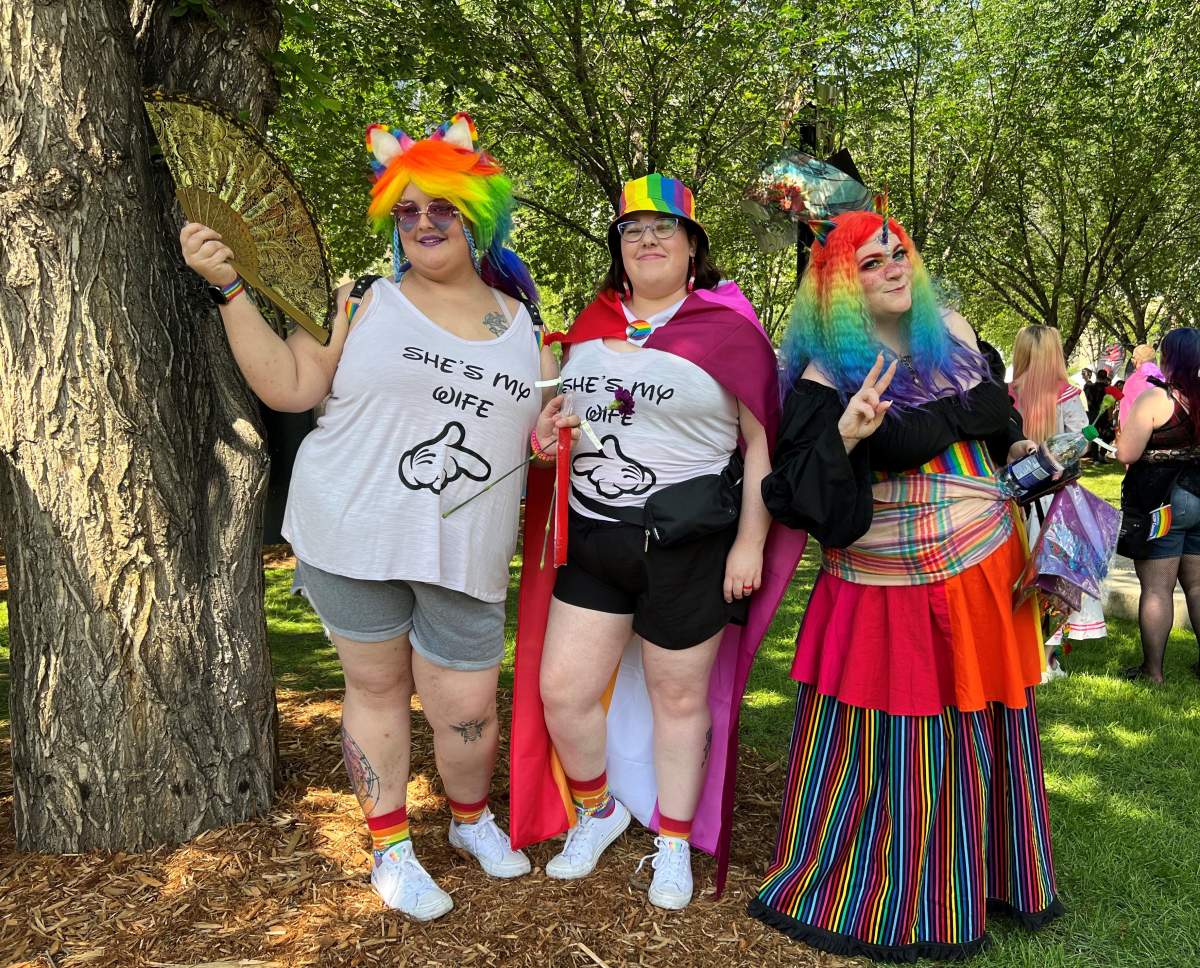 People at PrideFest in Churchill Square in Edmonton, Alta. on Saturday, June 25, 2022.