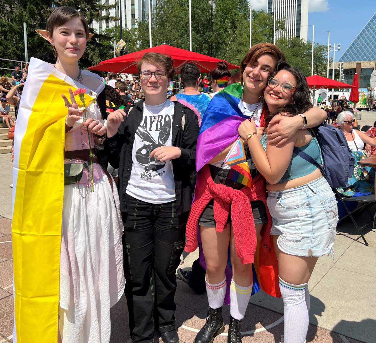 People at PrideFest in Churchill Square in Edmonton, Alta. on Saturday, June 25, 2022.