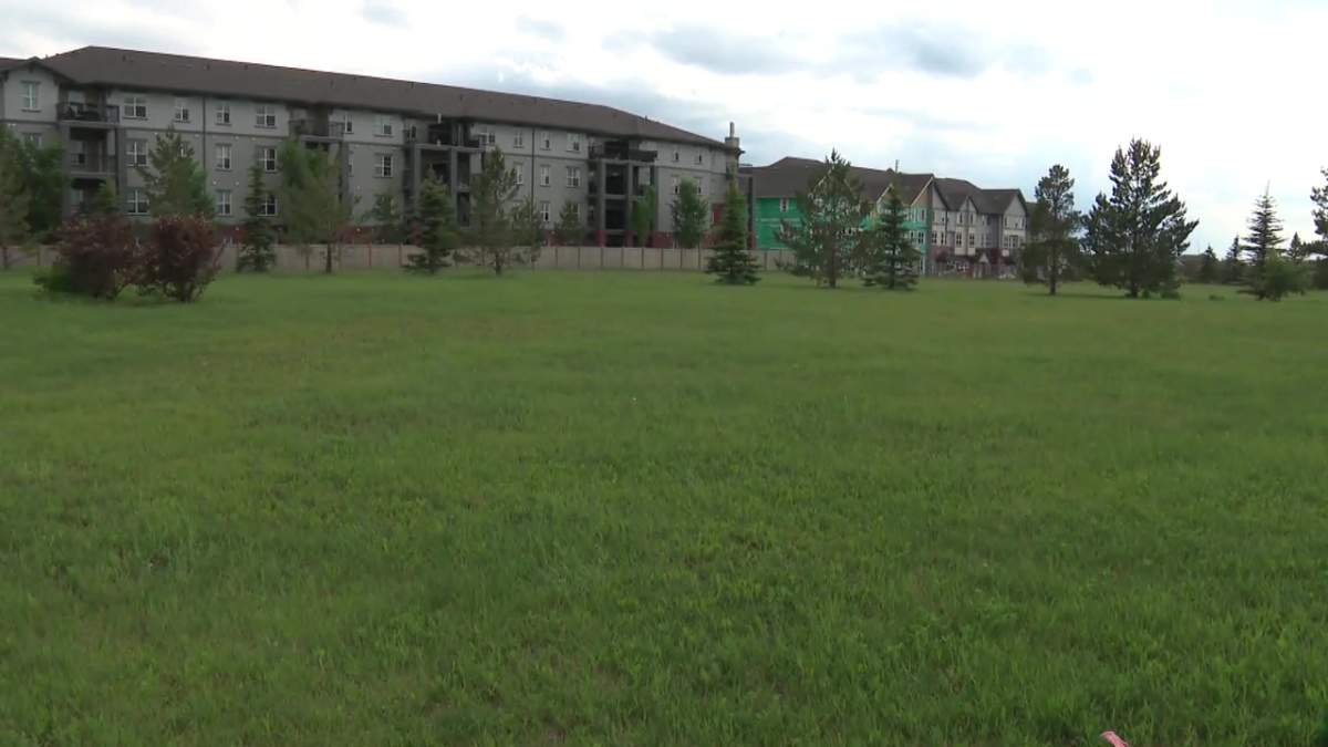 Land in southeast Edmonton that has been earmarked for a new fire station at Ellerslie Road and Watt Boulevard in the Walker neighbourhood, seen on Monday, June 27, 2022.
