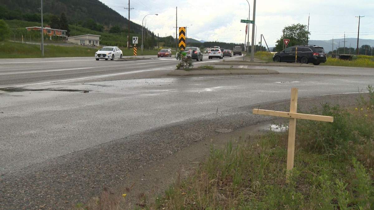 The intersection of Highway 97 and Old Vernon Road.