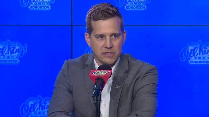 Oil Kings general manager Kirt Hill speaks to reporters on June 17, 2022.