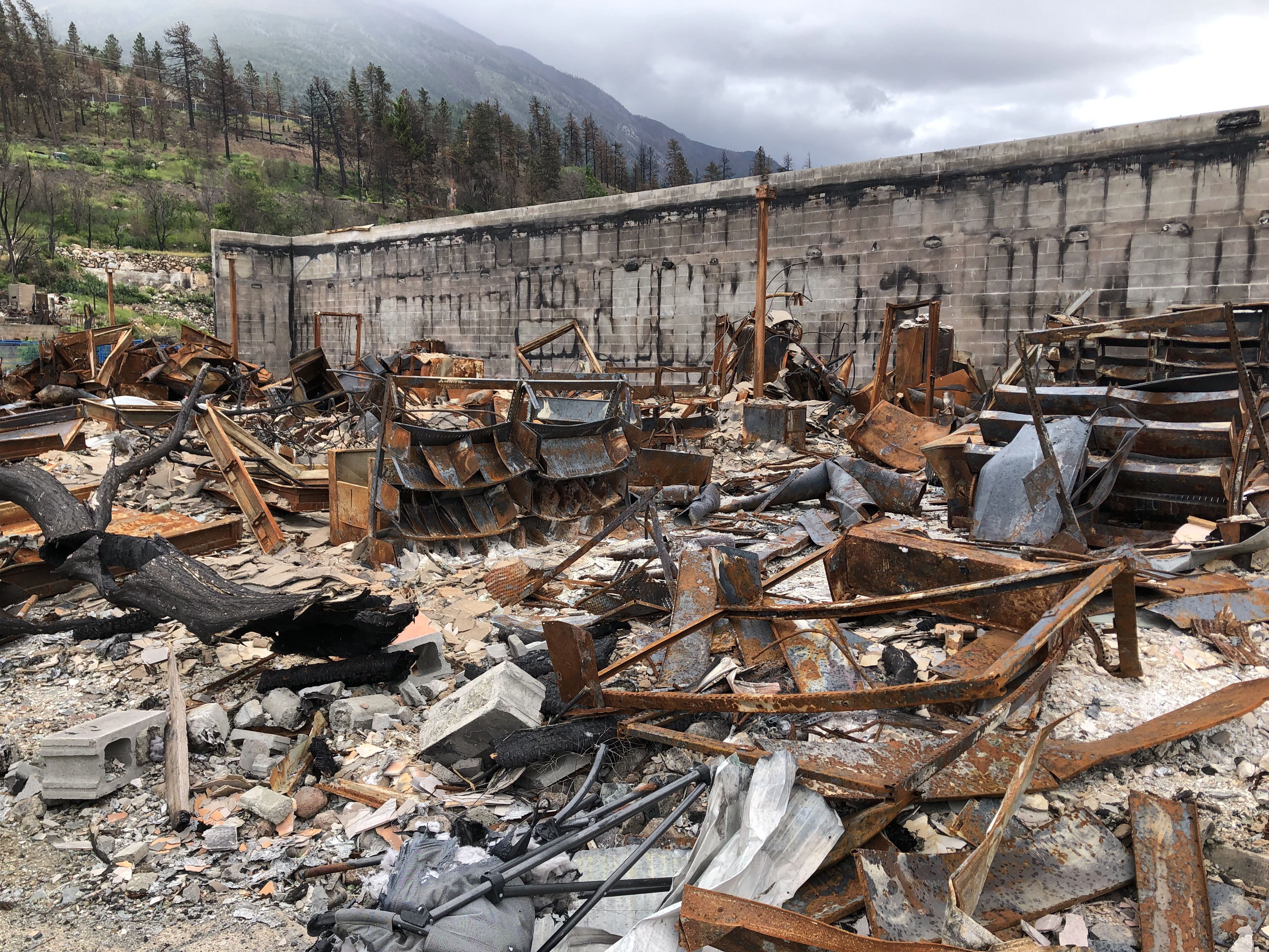 Lytton’s village office, a mass of twisted metal and debris, on June 13, 2022, nearly a year after the fire that completely destroyed the community.