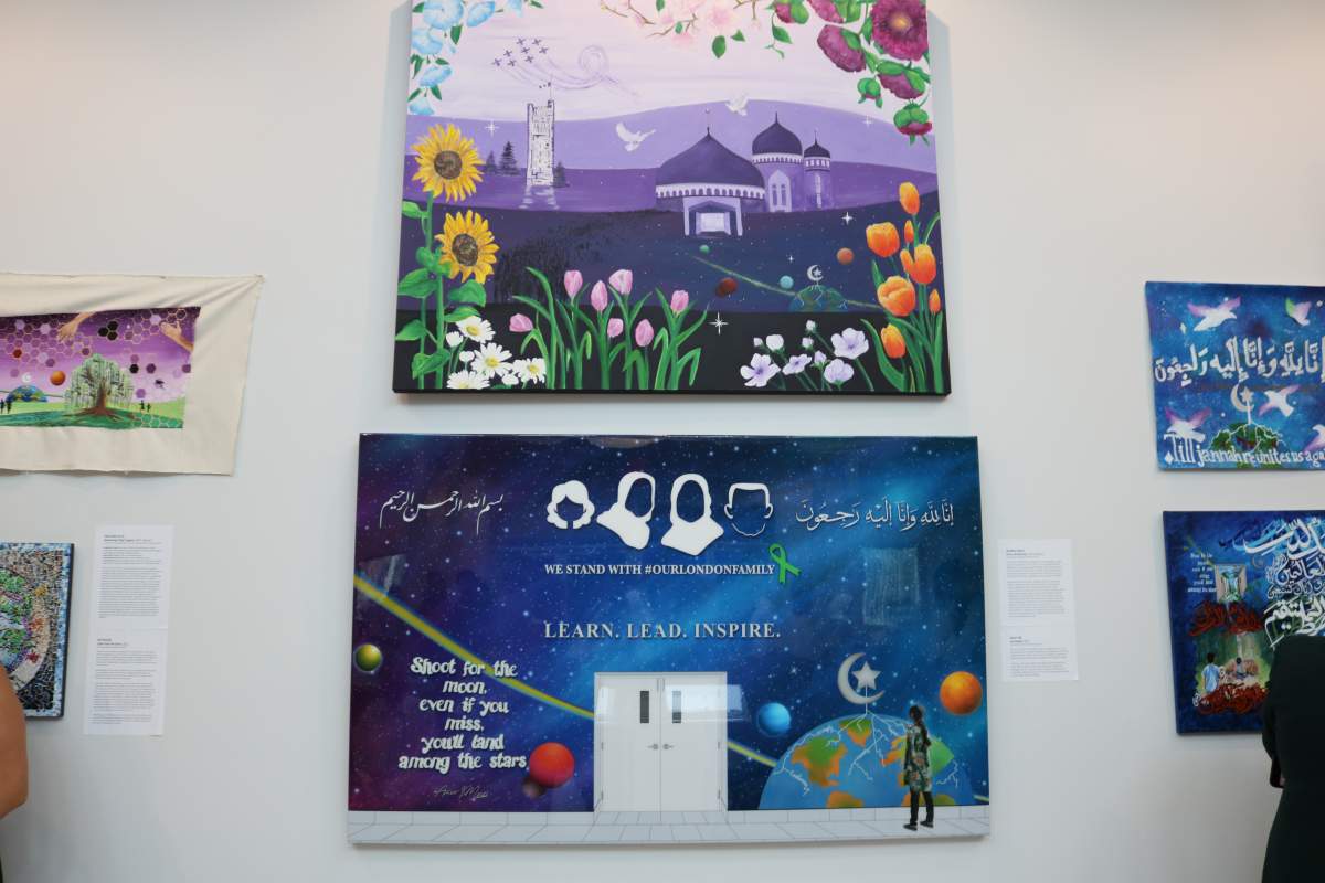 The London Muslim Mosque is launching a community art exhibit in dedication of The Afzaal family. The Our London Family Art Gallery, located at the London Muslim Mosque. June 6, 2022.