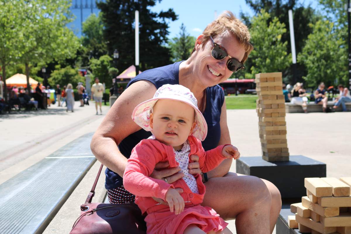 Isla Bjerring with her grandmother Carol Neuss enjoying the London Children’s Festival 2022 in Victoria Park on Friday, June 17, 2022