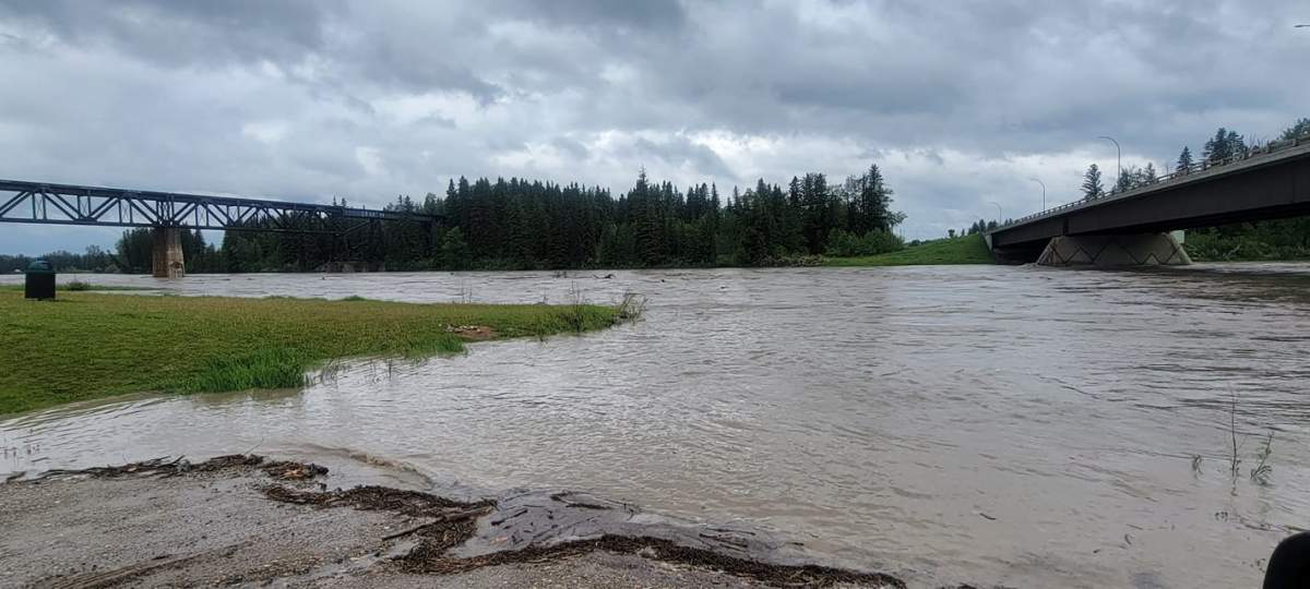 The North Saskatchewan River near Rocky Mountain House, Alta. on Wednesday, June 15, 2022.