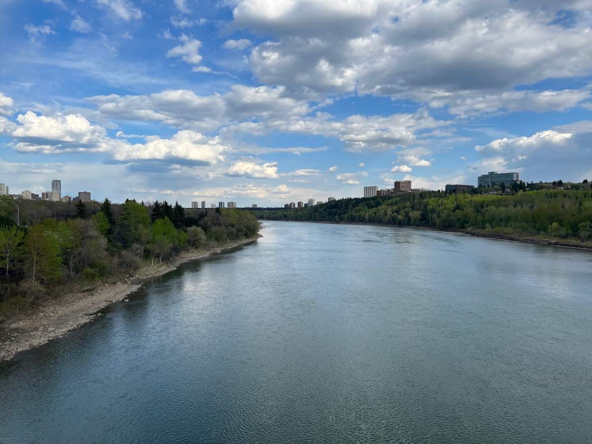 The North Saskatchewan River in Edmonton, Alta. in June 2022.