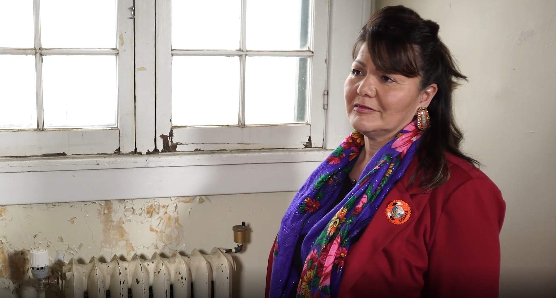 Tk’emlúps te Secwépemc Kúkpi7 Rosanne Casimir is shown on the fourth floor of the former Kamloops Residential School.