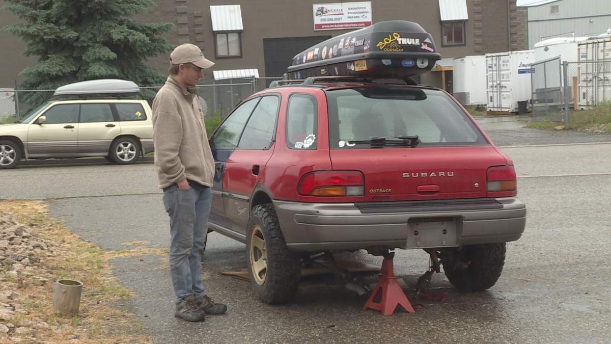 Shaun McCoy looks at this vehicle. In the early morning hours of June 6, 2022 someone drilled into his vehicle to