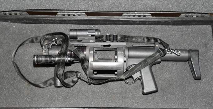 The Anti-riot Weapon Enfield (ARWEN) used by one of the Vancouver police officers.