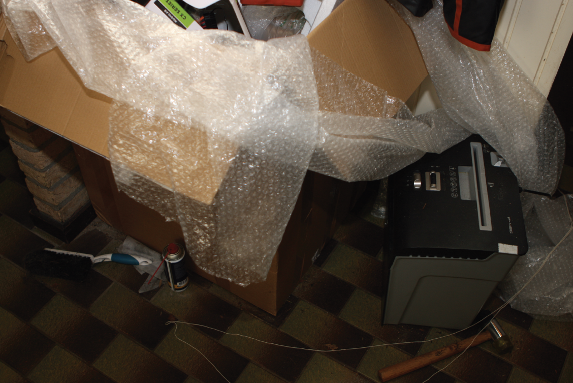 A shredder found in the bungalow where Aydin Coban was arrested.