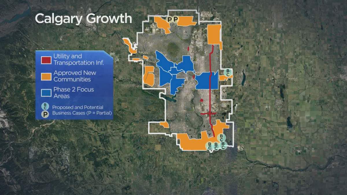 A map of Calgary showing the eight proposed communities recommended for approval by Calgary city administration.