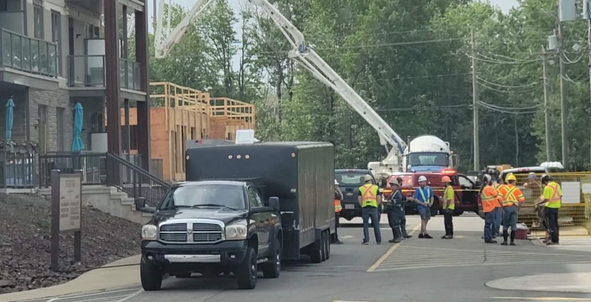At least five workers were injured when a building under construction collapsed in Moncton Tuesday morning.