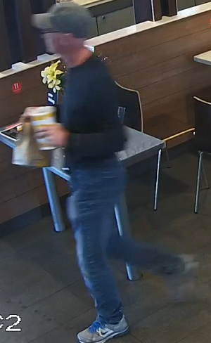 He then left in a grey Dodge Ram pickup truck with damage to the right-side chrome running boards.