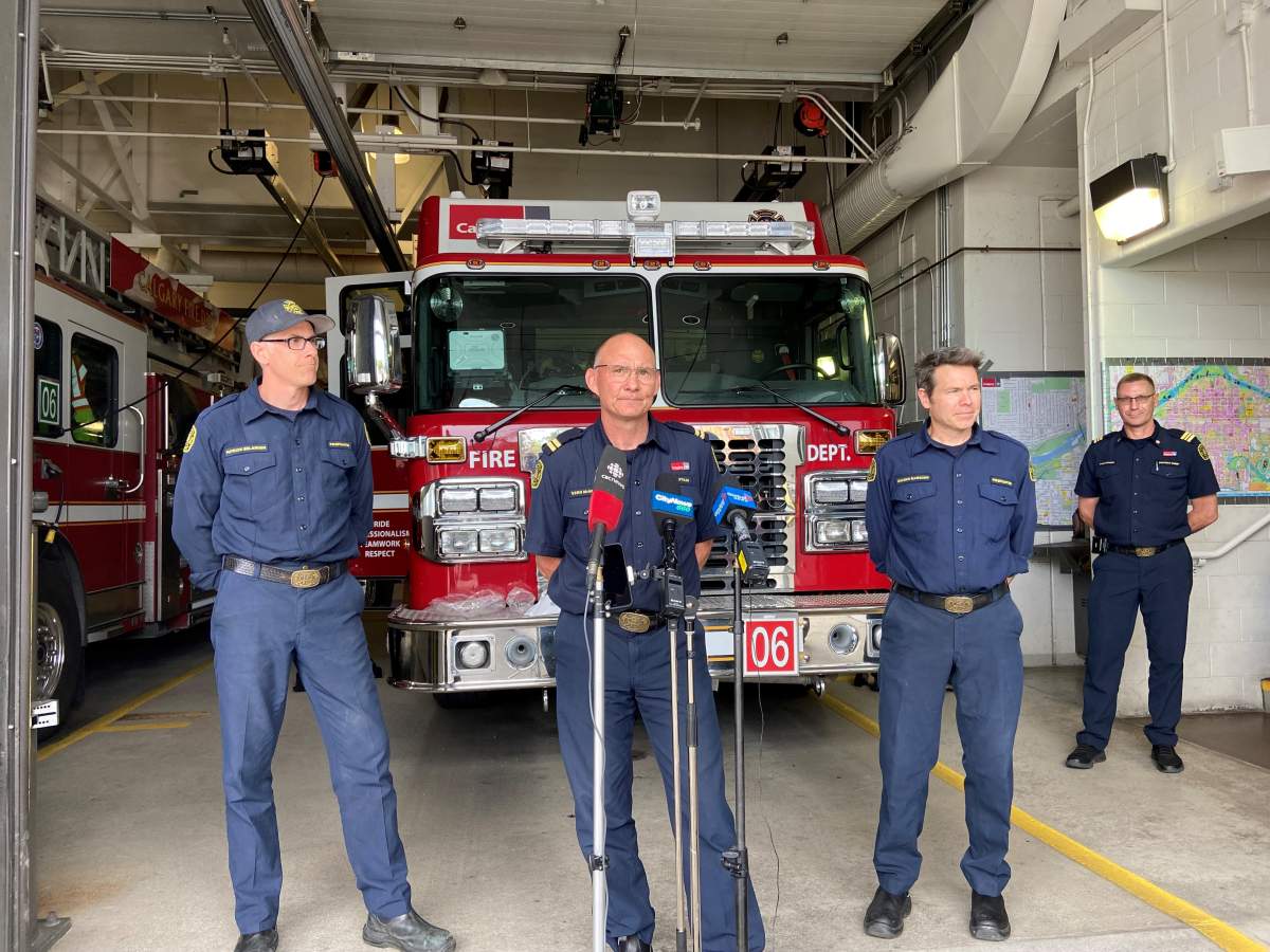 Captain McNeice with responding fire crew.