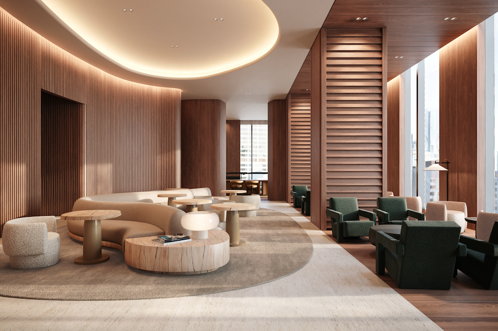 A rendering of one of the co-working spaces in Forma.