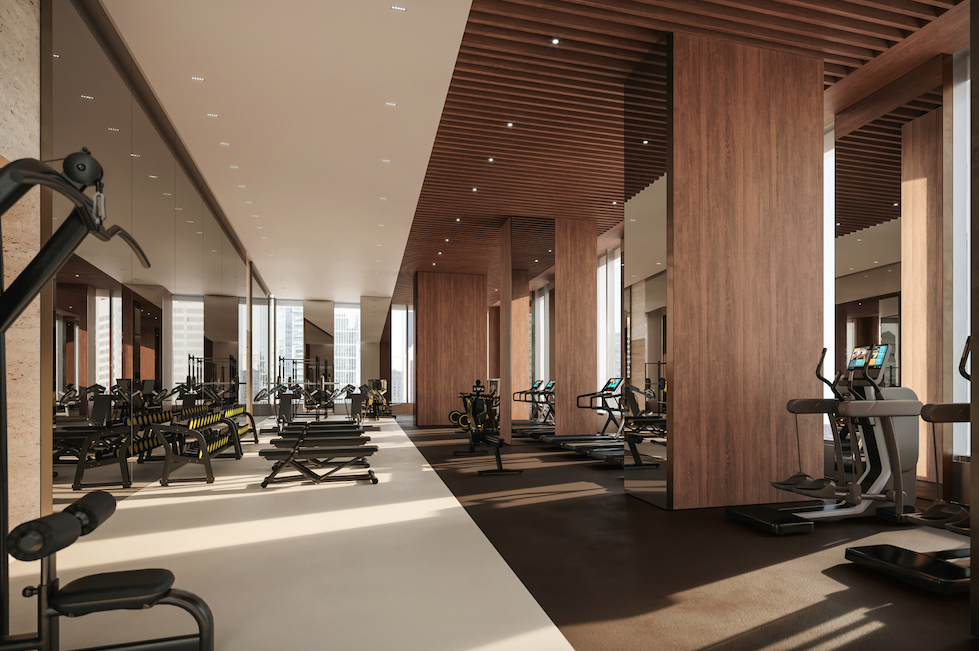 A rendering of the wellness spa in the Forma east tower.