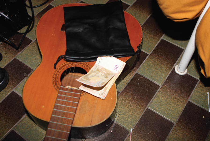 €450 (C$616) was found hidden in a pouch inside a guitar in the bungalow where Coban was arrested.