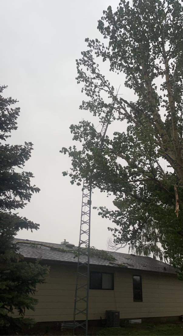 Damage on a farm near Enchant, Alta., is shown following what is suspected to be a funnel cloud on June 6, 2022.