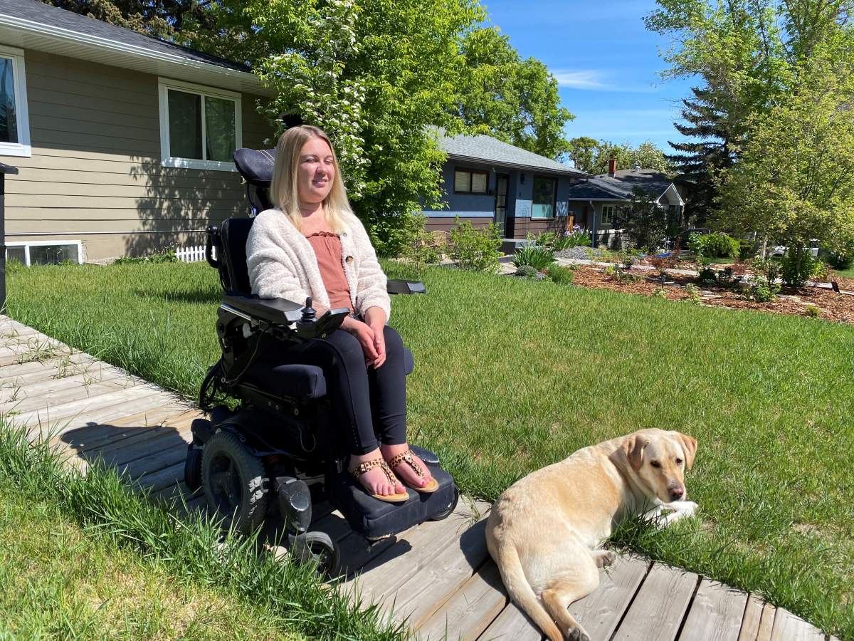 Shailynn Taylor and service dog Atrej desperately seek a home to call their own